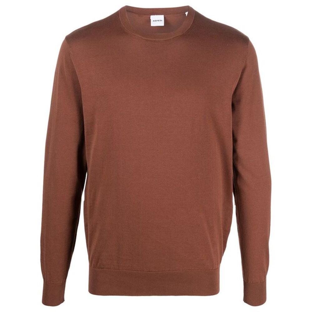 ASPESI Mens Burgundy Graphic Long Sleeve Crew Neck Cotton Blend Sweater L